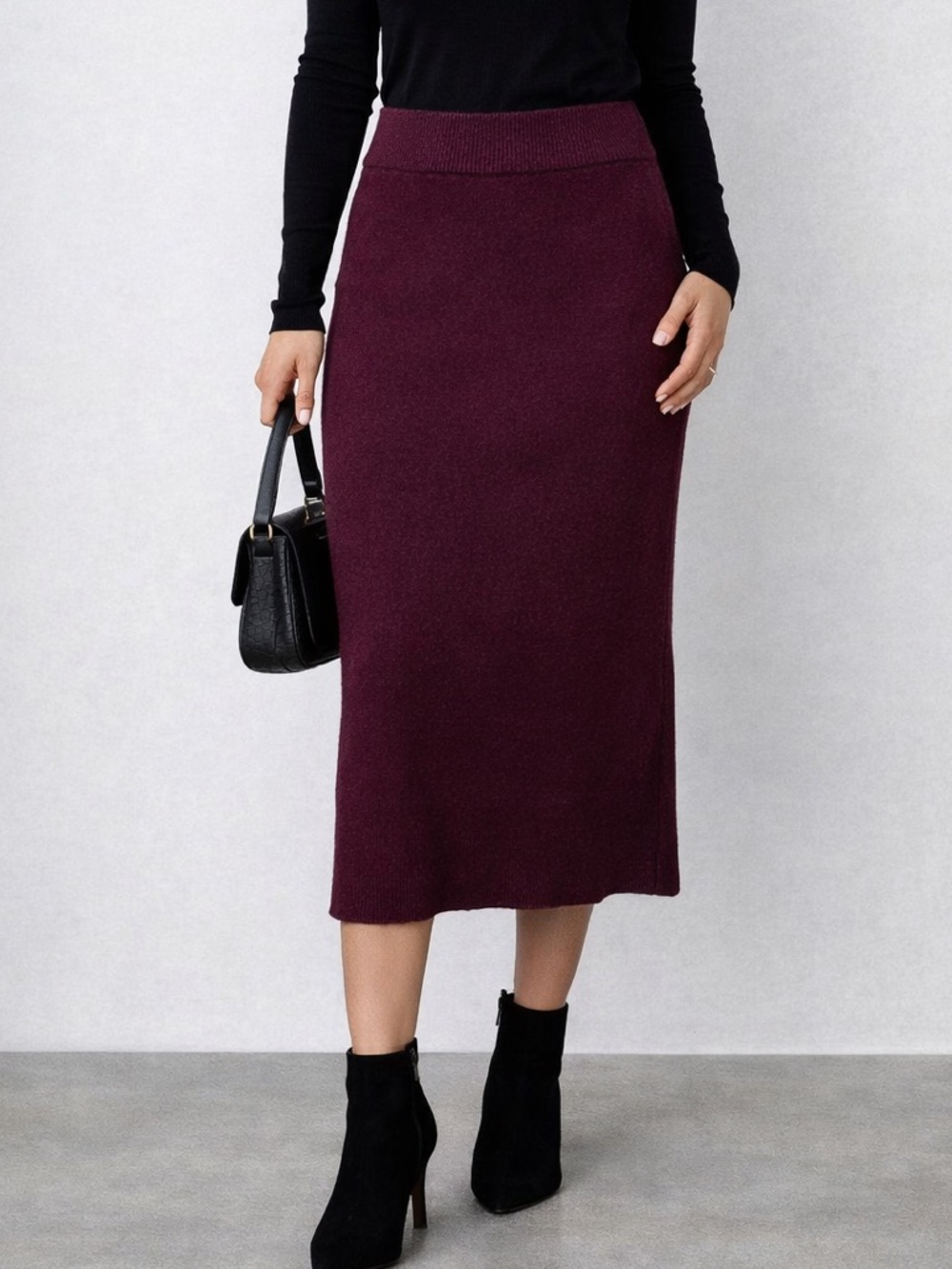 Stitch Fix 41 Hawthorn Burgundy Midi Pencil‎ Skirt Medium Minimalist Casual